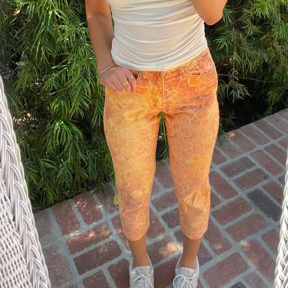Roberto Cavalli "oranges" 1997 runway print capri pants - Picture 4 of 7